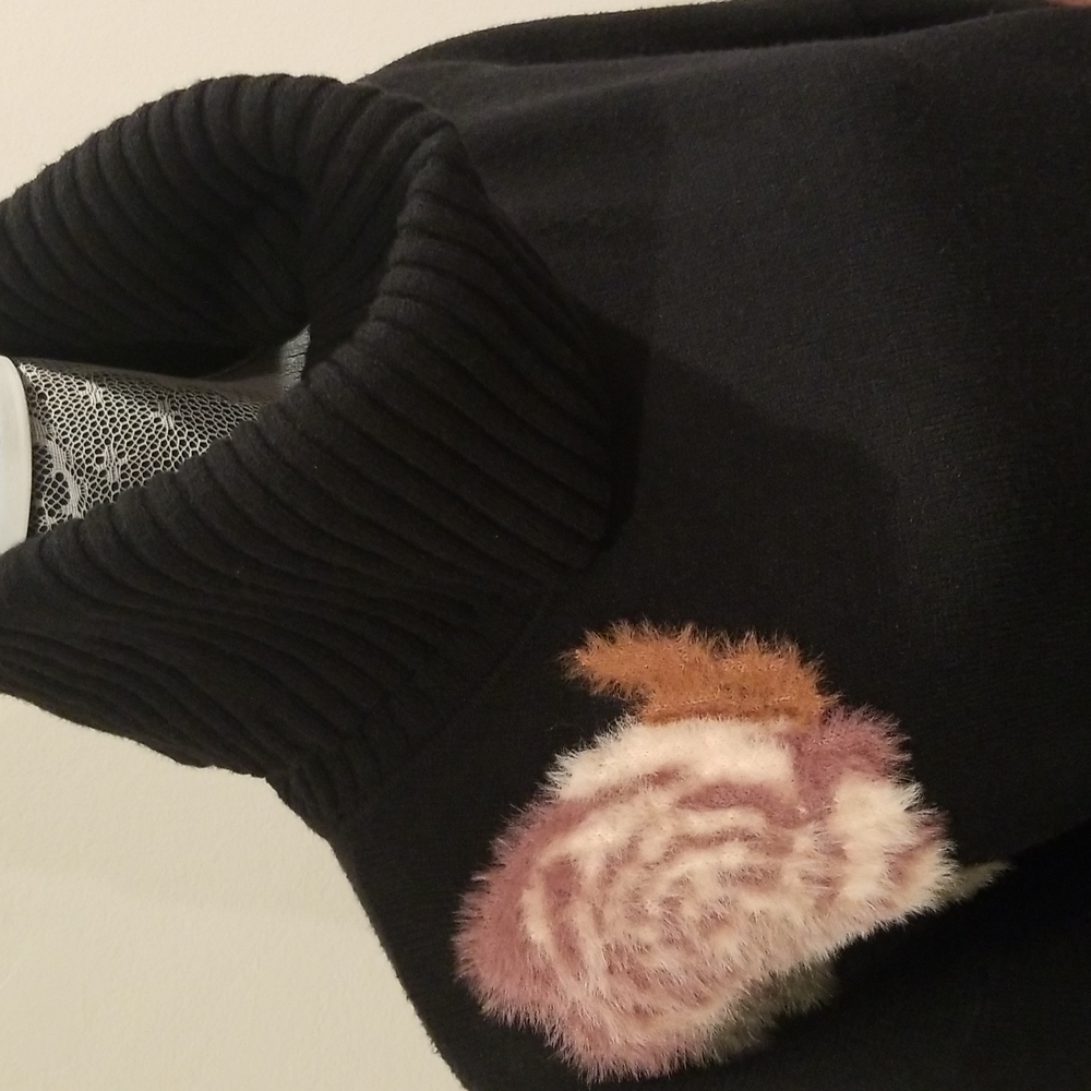 Black Sweater with Flowers
